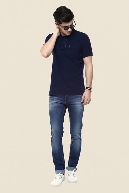 Turtle Navy Solid Polo T Shirt Turtle Navy Solid Polo T Shirt