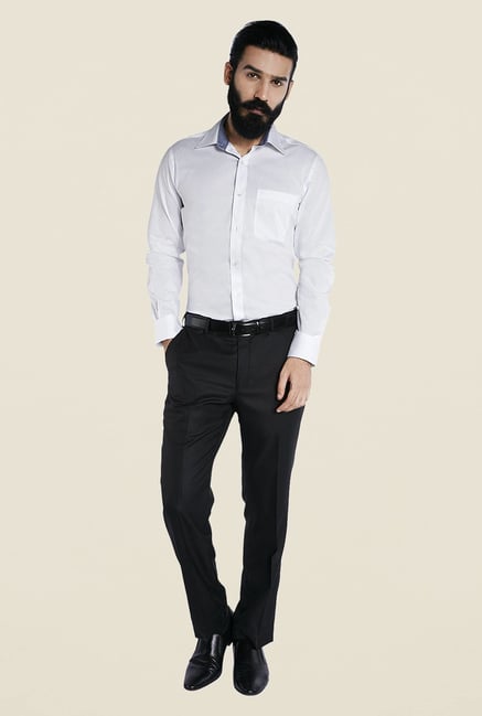 Raymond White Striped Cotton Formal Shirt Raymond White Striped Cotton Formal Shirt