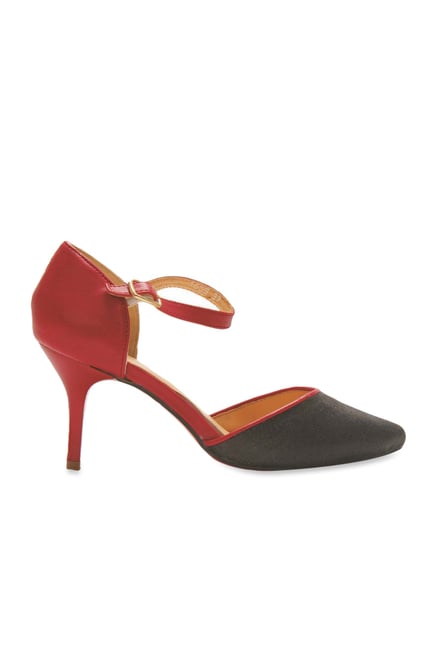 La Briza Black & Red Ankle Strap D'orsay Sandals La Briza Black & Red Ankle Strap D'orsay Sandals
