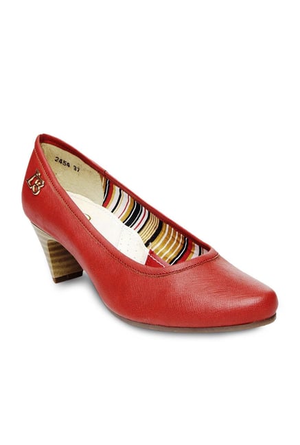 La Briza Red Block Heeled Pumps La Briza Red Block Heeled Pumps