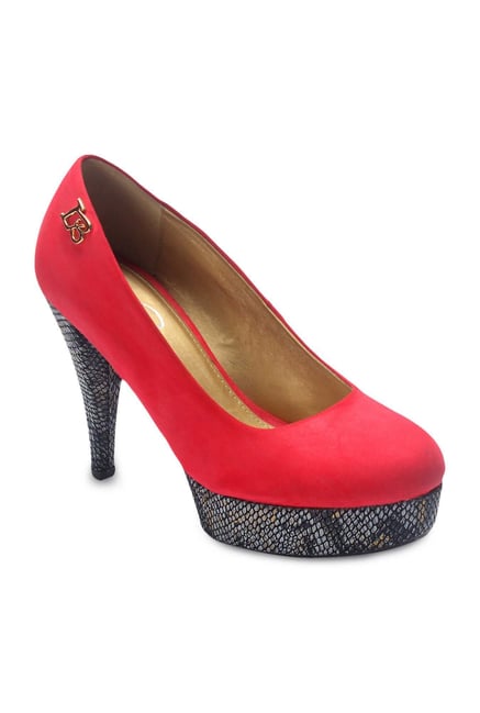 La Briza Red Platform Heeled Pumps La Briza Red Platform Heeled Pumps