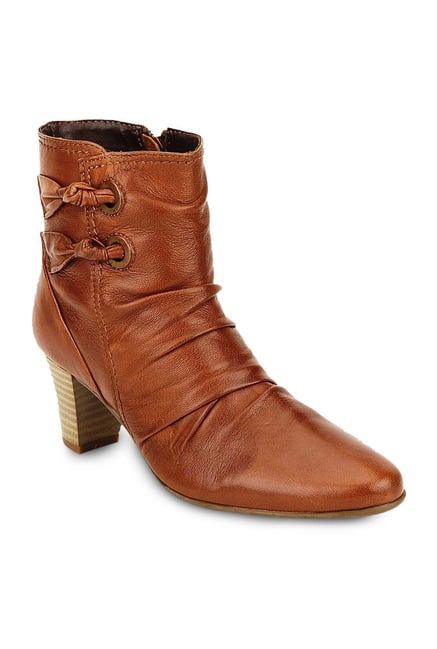 La Briza Cognac Block Heeled Booties La Briza Cognac Block Heeled Booties