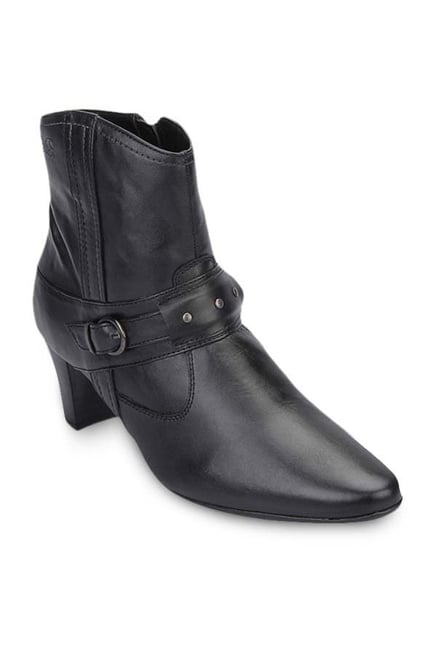 La Briza Black Block Heeled Booties La Briza Black Block Heeled Booties