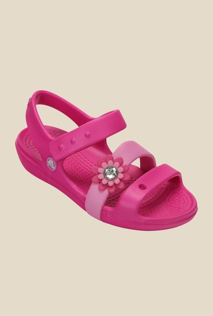 Crocs Keeley Petal Charm Neon Magenta Floater Sandals Crocs Keeley Petal Charm Neon Magenta Floater Sandals