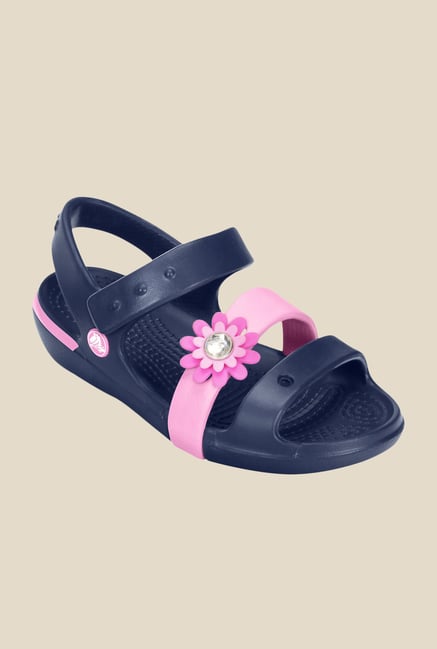 Crocs Keeley Petal Charm Navy & Carnation Floater Sandals Crocs Keeley Petal Charm Navy & Carnation Floater Sandals