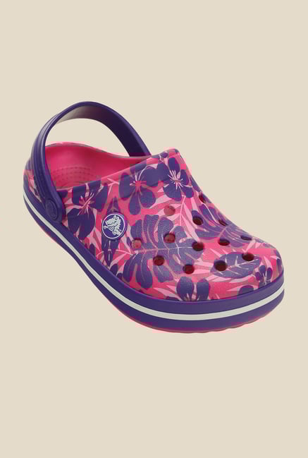 Crocs Crocband Tropical Print Candy Pink & Violet Clogs Crocs Crocband Tropical Print Candy Pink & Violet Clogs
