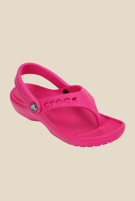 Crocs Baya Neon Magenta Back Strap Flip Flops Crocs Baya Neon Magenta Back Strap Flip Flops