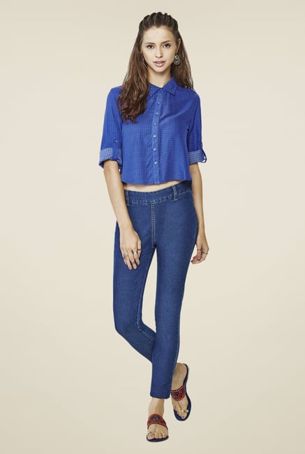 Global Desi Blue Printed Blouse Global Desi Blue Printed Blouse