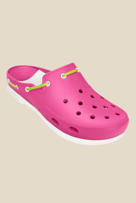Crocs Beach Line Fuchsia & White Clogs Crocs Beach Line Fuchsia & White Clogs