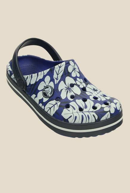 Crocs Crocband Tropical Cerulean Blue & White Clogs Crocs Crocband Tropical Cerulean Blue & White Clogs