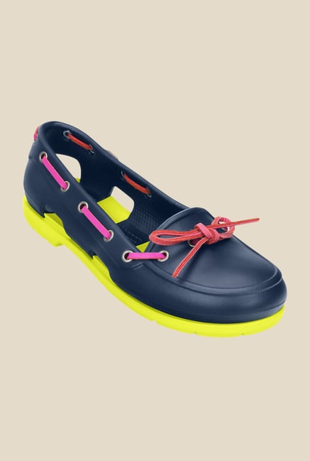 Crocs Beach Line Navy & Citrus Boat Shoes Crocs Beach Line Navy & Citrus Boat Shoes