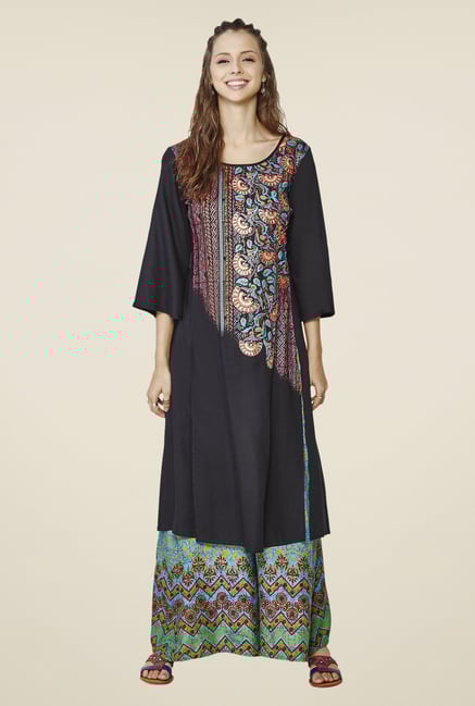 Global Desi Black Printed Kurta Global Desi Black Printed Kurta