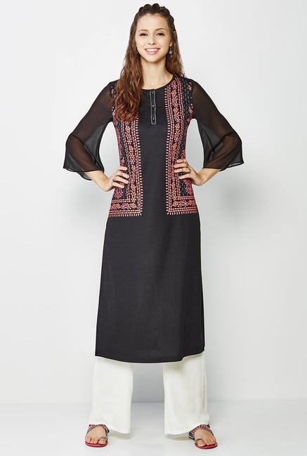 Global Desi Black Printed Kurta Global Desi Black Printed Kurta