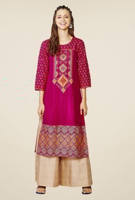 Global Desi Pink Printed Kurta Global Desi Pink Printed Kurta