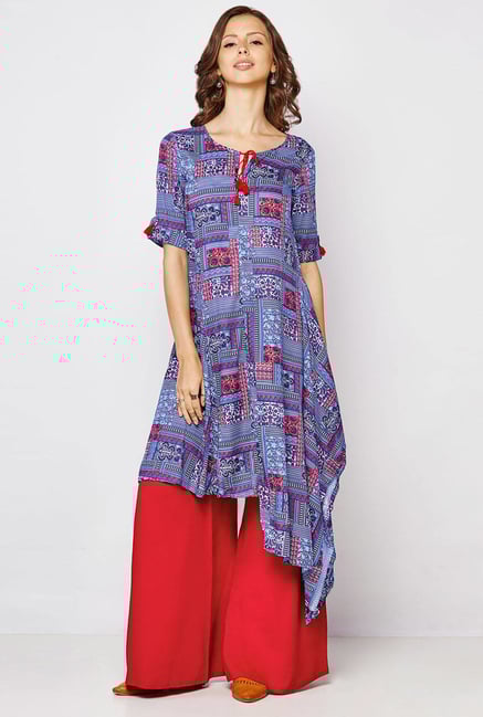 Global Desi Blue Printed Kurti Global Desi Blue Printed Kurti