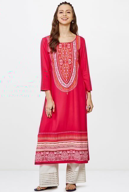 Global Desi Pink Printed Kurta Global Desi Pink Printed Kurta