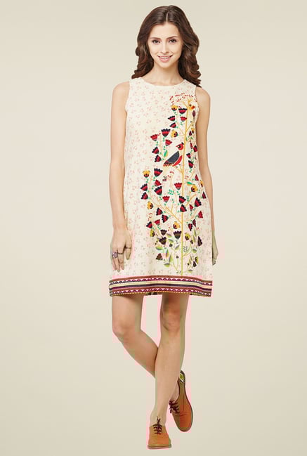Global Desi Beige Sleeveless Shift Dress Global Desi Beige Sleeveless Shift Dress