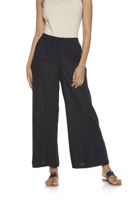 Utsa by Westside Black Solid Palazzos Utsa by Westside Black Solid Palazzos