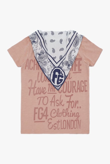 FG4 London Peach Message Print T Shirt With Bandana FG4 London Peach Message Print T Shirt With Bandana
