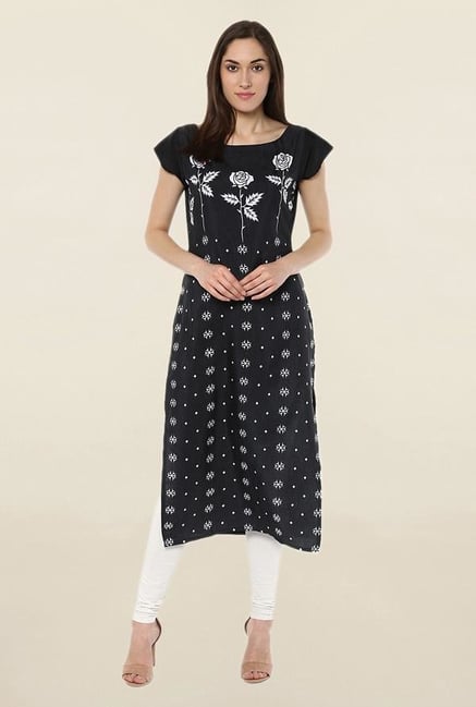 Ziyaa Black Printed Crepe Kurta Ziyaa Black Printed Crepe Kurta