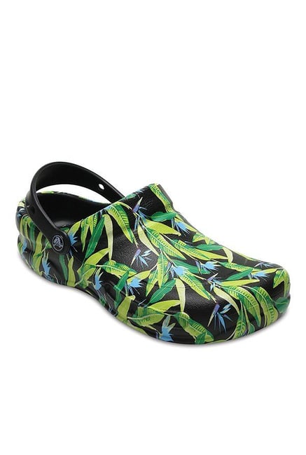 Crocs Bistro Black & Parrot Green Back Strap Clogs Crocs Bistro Black & Parrot Green Back Strap Clogs