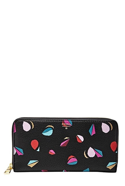Fossil Black & Pink Printed Leather Wallet Fossil Black & Pink Printed Leather Wallet