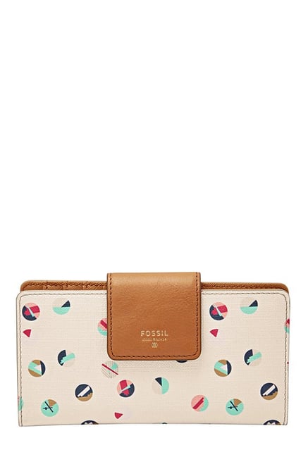 Fossil Beige & Blue Printed Leather Wallet Fossil Beige & Blue Printed Leather Wallet