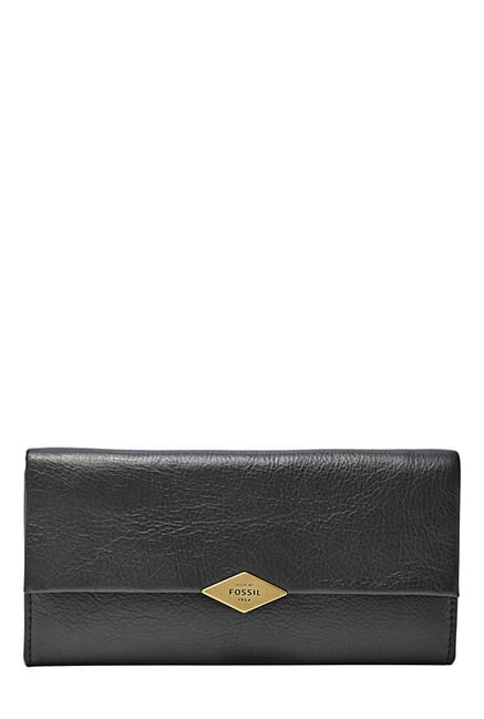 Fossil Black Solid Leather Tri-Fold Wallet Fossil Black Solid Leather Tri-Fold Wallet
