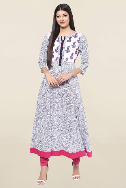Jaipur Kurti White Printed Cotton Kurta Jaipur Kurti White Printed Cotton Kurta