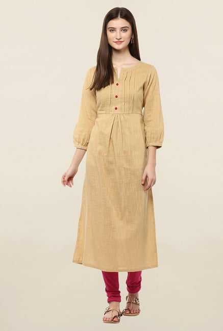 Jaipur Kurti Beige Textured Cotton Kurta Jaipur Kurti Beige Textured Cotton Kurta