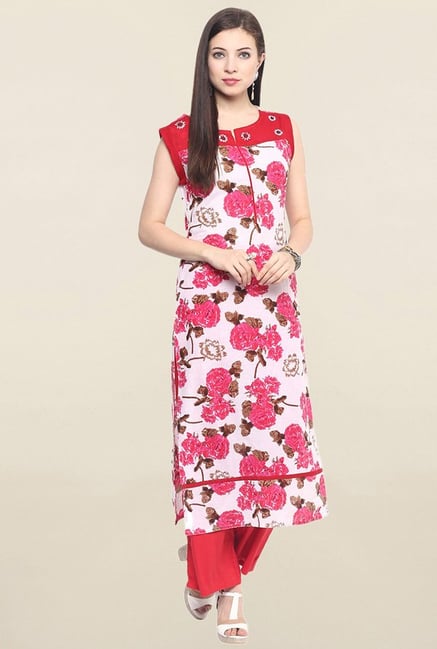 Jaipur Kurti Pink Floral Print Cotton Kurta Jaipur Kurti Pink Floral Print Cotton Kurta
