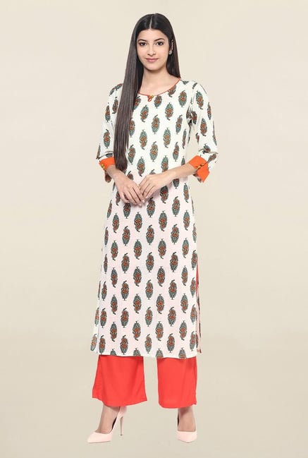 Jaipur Kurti Off White Printed Cotton Kurta Jaipur Kurti Off White Printed Cotton Kurta