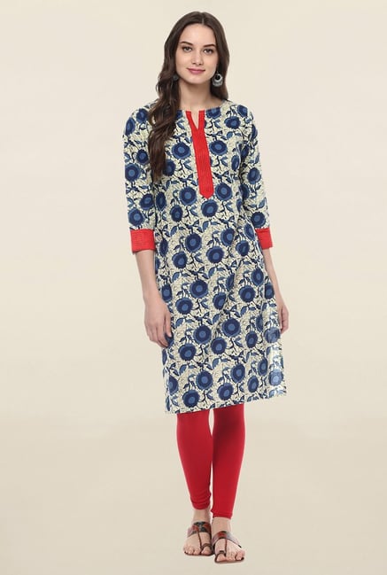 Jaipur Kurti Blue Printed Cotton Kurta Jaipur Kurti Blue Printed Cotton Kurta