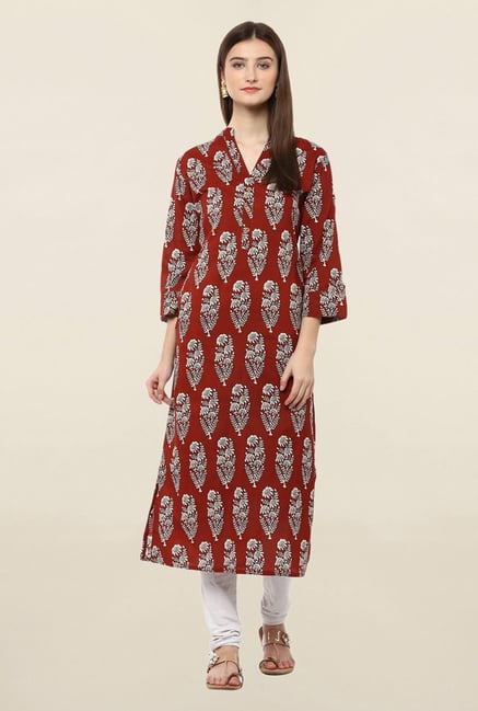 Jaipur Kurti Brown Printed Cotton Kurta Jaipur Kurti Brown Printed Cotton Kurta