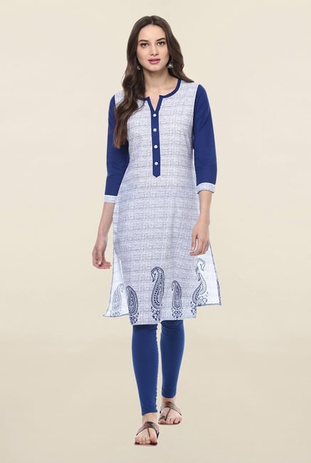 Jaipur Kurti White Printed Cotton Kurta Jaipur Kurti White Printed Cotton Kurta