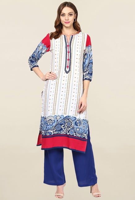 Jaipur Kurti White Printed Cotton Kurta Jaipur Kurti White Printed Cotton Kurta