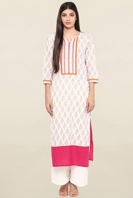 Jaipur Kurti White Printed Cotton Kurta Jaipur Kurti White Printed Cotton Kurta