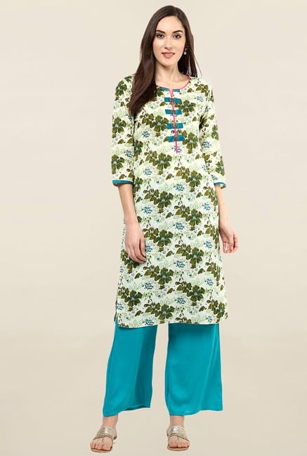 Jaipur Kurti Green Printed Cotton Kurta Jaipur Kurti Green Printed Cotton Kurta