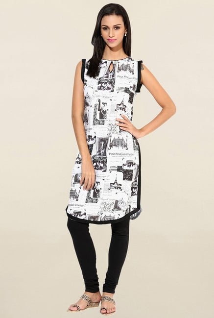 Jaipur Kurti White Printed American Crepe Kurta Jaipur Kurti White Printed American Crepe Kurta