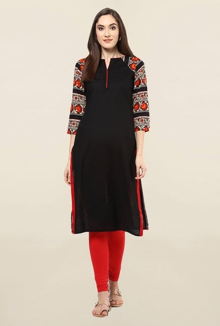 Jaipur Kurti Black Solid Cotton Kurta Jaipur Kurti Black Solid Cotton Kurta