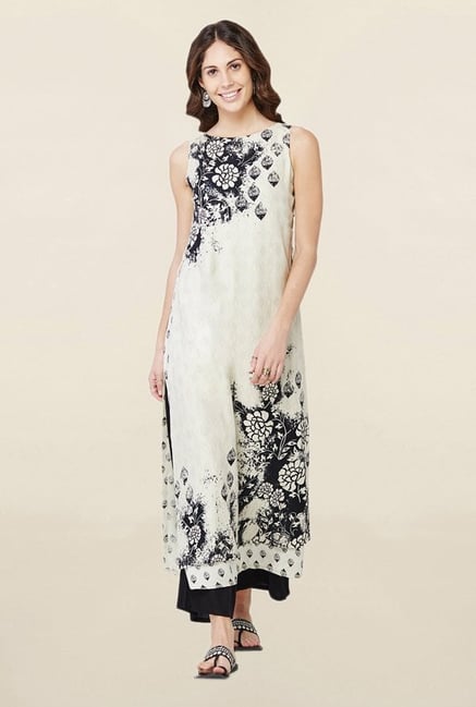 Global Desi Off White Printed Kurta Global Desi Off White Printed Kurta