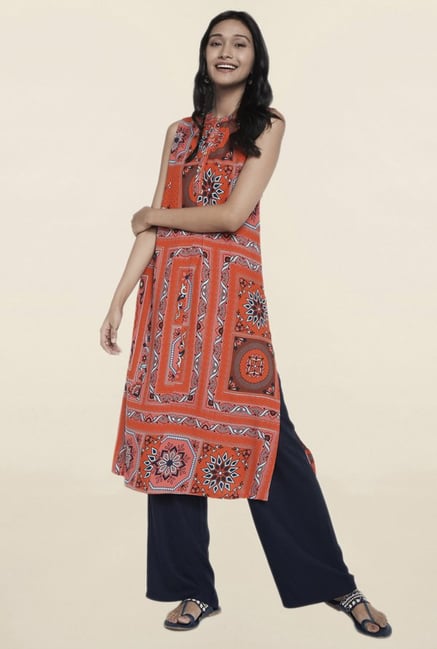 Global Desi Red Printed Kurta Global Desi Red Printed Kurta