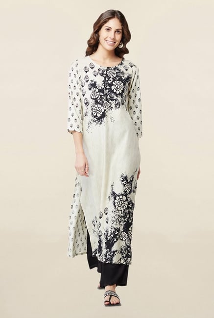Global Desi Off White Printed Kurta Global Desi Off White Printed Kurta