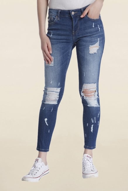 Only Blue Slim Fit Tattered Jeans Only Blue Slim Fit Tattered Jeans
