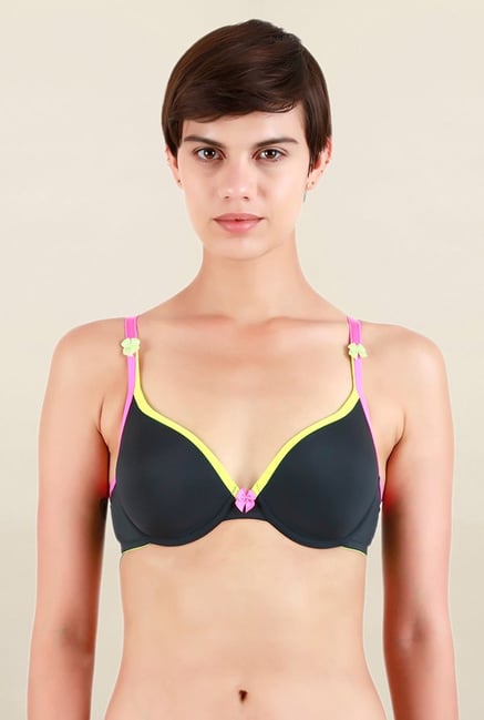 Zivame Dark Grey Under Wired Padded T Shirt Bra Zivame Dark Grey Under Wired Padded T Shirt Bra