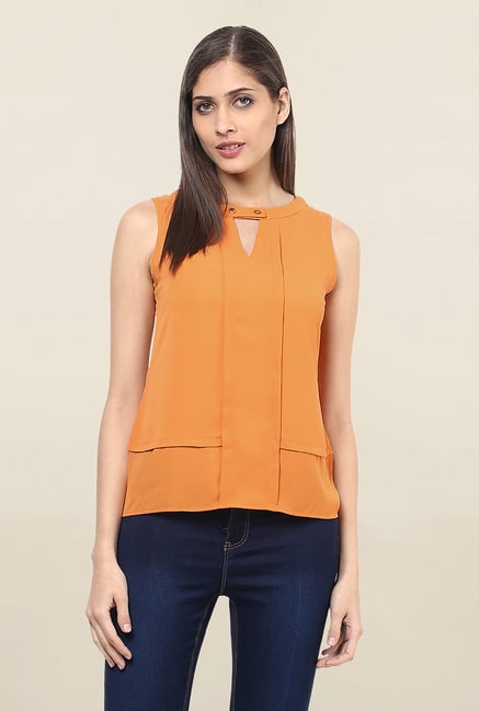 109 F Orange Band Neck Top 109 F Orange Band Neck Top