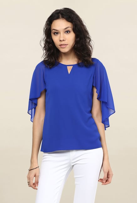 109 F Blue Round Neck Top 109 F Blue Round Neck Top