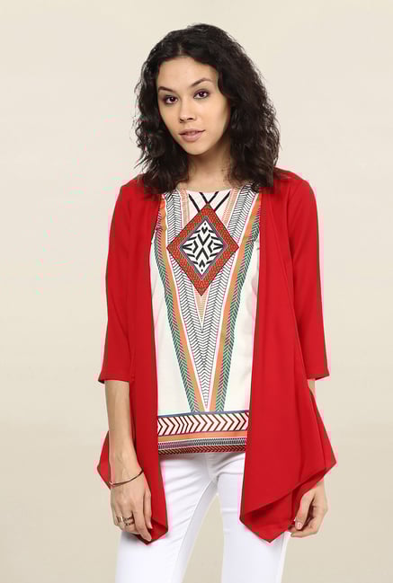 109 F Red Printed Shrug 109 F Red Printed Shrug