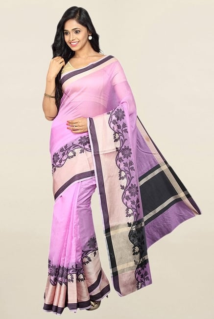 Pavecha's Pink Cotton Silk Banarasi Saree With Blouse Pavecha's Pink Cotton Silk Banarasi Saree With Blouse