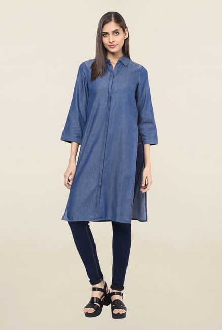 109 F Blue Textured Tunic 109 F Blue Textured Tunic